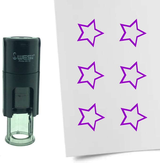 CombiCraft Stempel Open Ster 10mm rond - paarse inkt