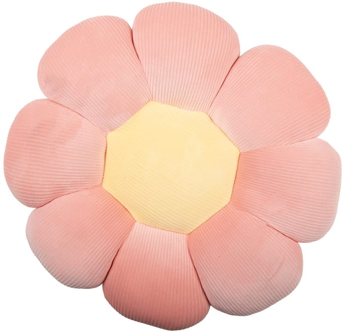 Clayre & Eef Sierkussen Bloem Ø 40x6 cm Roze Polyester