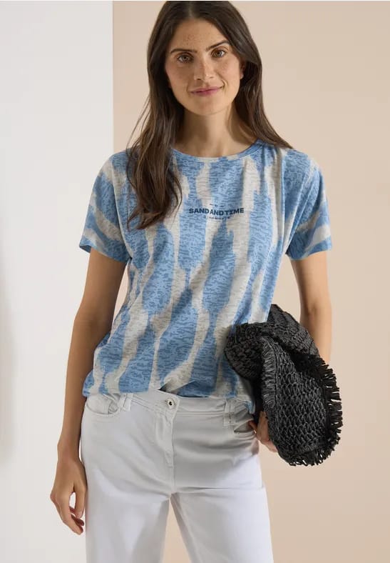 Shirt in uitgebleekte look met tekst