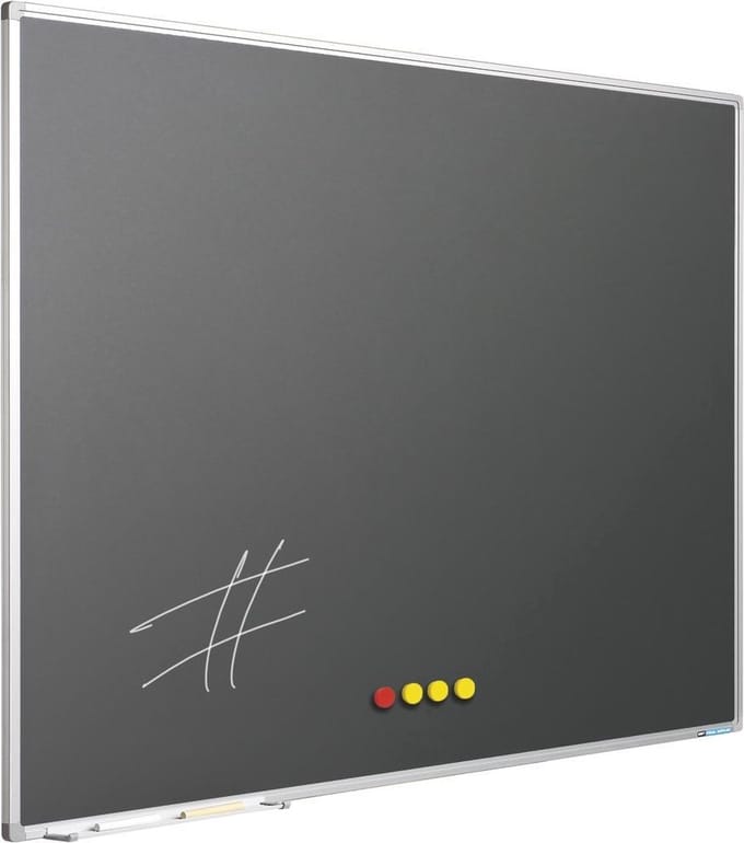 Krijtbord Softline profiel 8mm, emailstaal grijs 120x300 cm