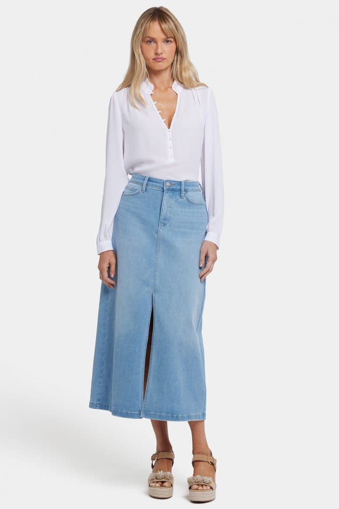 Lange Rok Met Hoge Taille en Middenvoor Split
