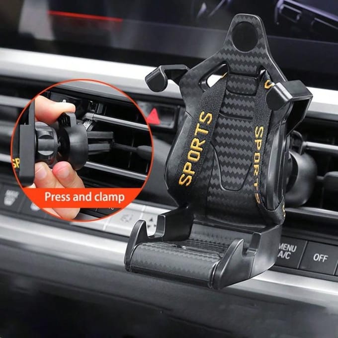 Creatieve Racestoel Stijl Auto Telefoonhouder, Universele Auto Luchtventilatie Bevestiging Telefoonstandaard one-size zwart