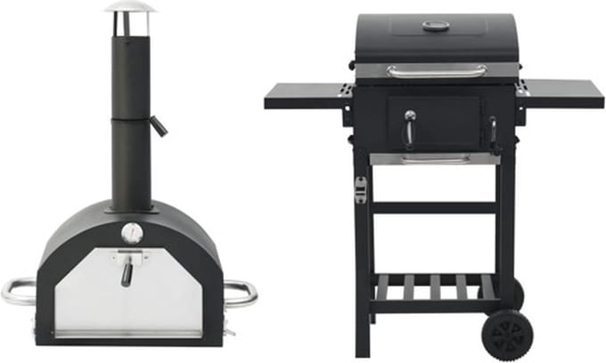 vidaXL Pizzaoven en barbecue 3-in-1 zwart