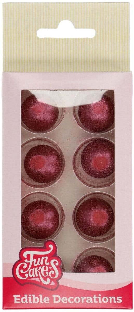 FunCakes Chocolade Balletjes - Chocolade Garnering - Parelmoer Robijn - Set/8
