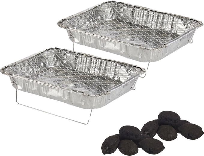 La Dehesa Eenmalig gebruik wegwerp BBQ/Barbeque grills - 2x - 42 x 30 x 5 cm