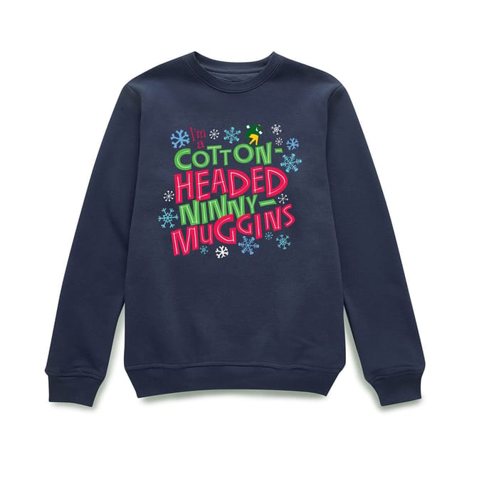 Elf Cotton-Headed Ninny-Muggins Christmas Jumper - Navy - L