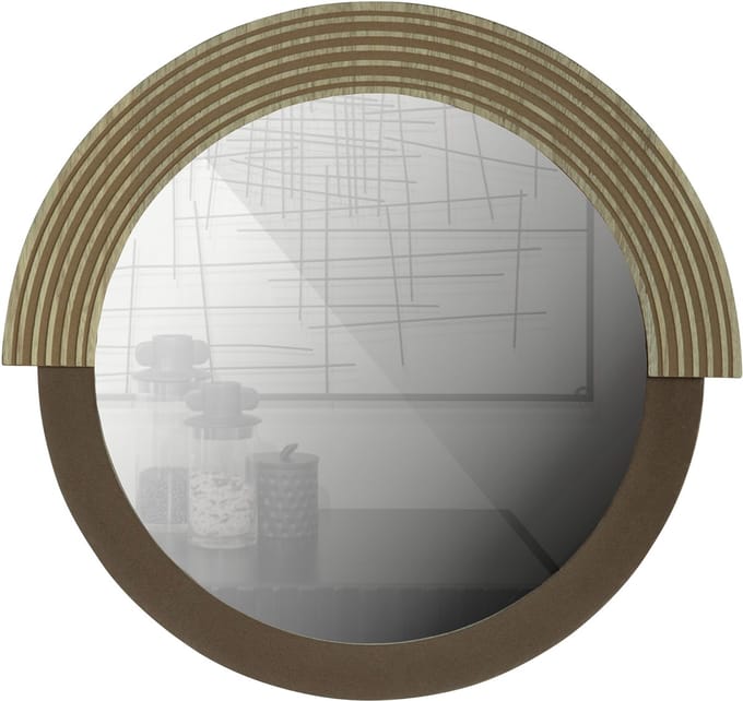 WOOOD Exclusive Hailey Spiegel Rond - Mdf/Glas - Naturel - 57x60x1,5