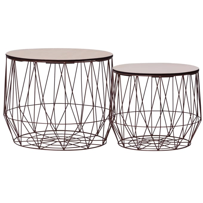 vidaXL Salontafels 2 st koperkleurig