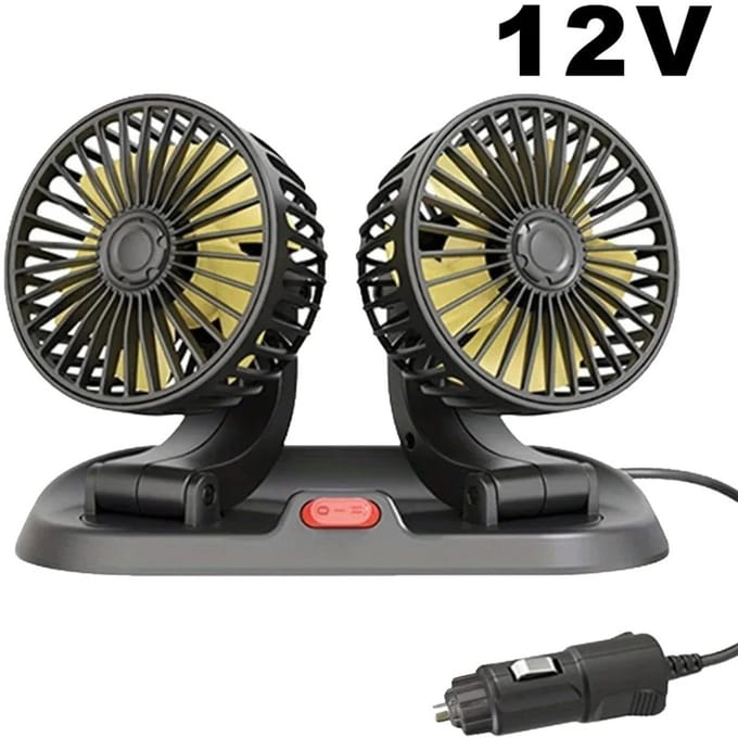 Geargalaxy Dubbele Auto Ventilator - Ventilator - Koelventilator - Auto Ventilator - USB Ventilator - 2 Snelheden - Zwart