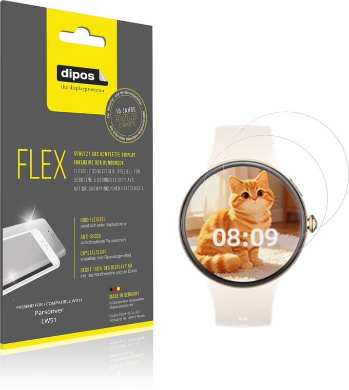 dipos – 2x Beschermfolie geschikt voor Parsonver LW51 | 3D Full Cover Screenprotector | 100% Passend