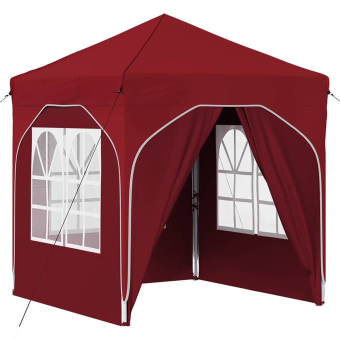 vidaXL - Pop-up - Feesttent - 192 - x - 192 - x - 245 - cm - Bordeauxrood