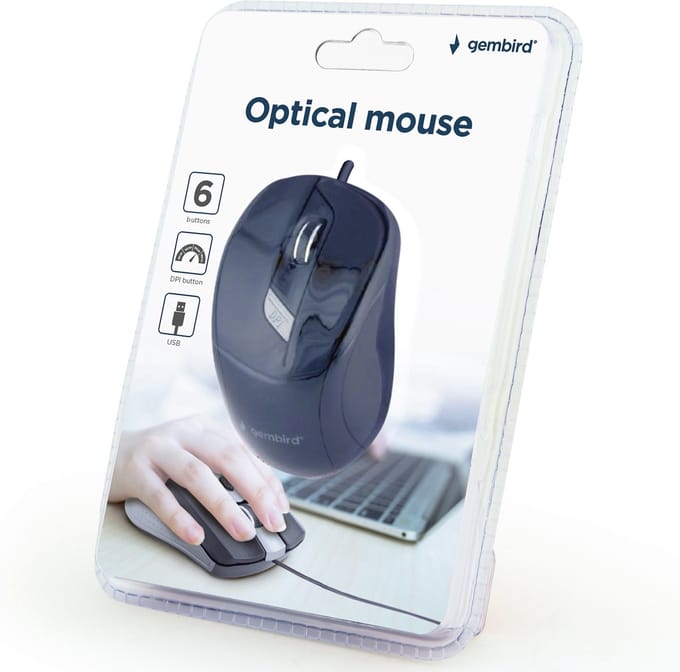 Gembird Wired optical mouse 6B-01 - Muis - Optisch - 6 knoppen - Zwart
