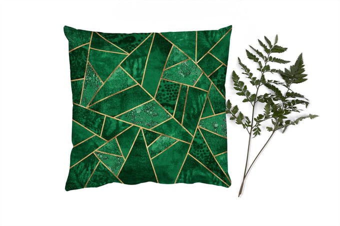 Sierkussens - Kussentjes Woonkamer - 60x60 cm - Smaragd - Goud - Abstract - Patronen