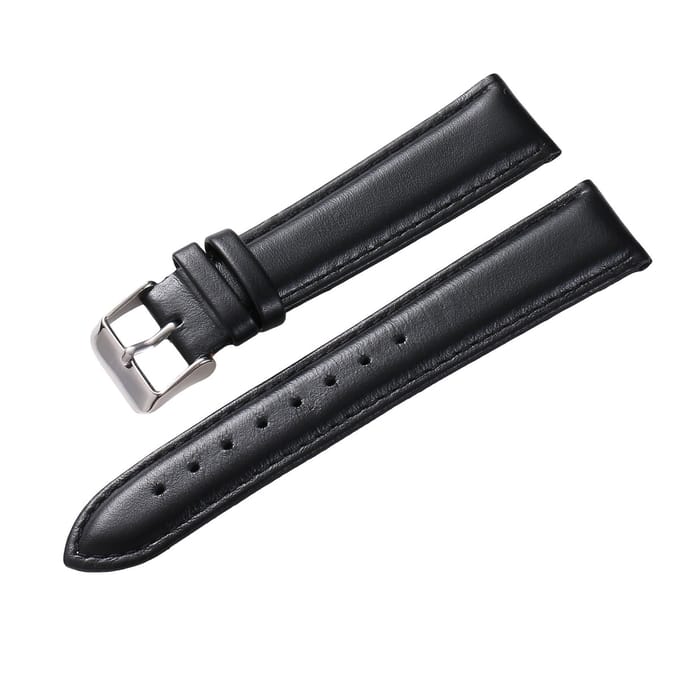 Klassiek Horlogebandje-Echt Leer-Zwart-20mm