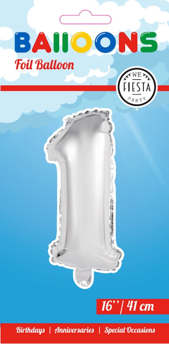 Folieballon 16" nmr. 1 - Zilver