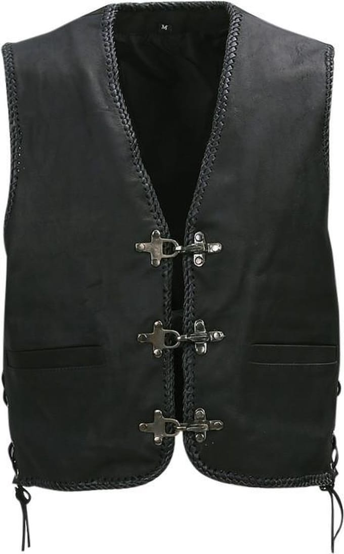 Biker vest leder X-treme zwart - L