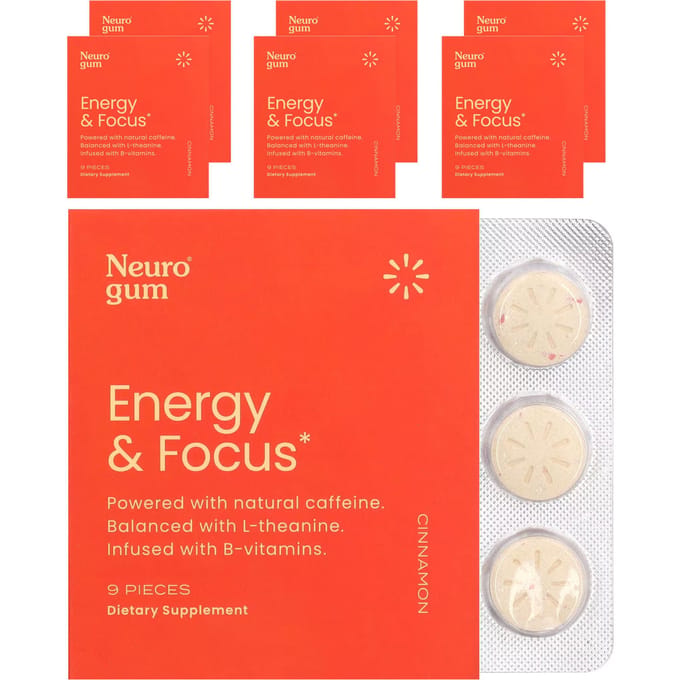 NeuroGum, Energie en Focus Verbeteren, Kaneel, 6 Pak, 9 per stuk