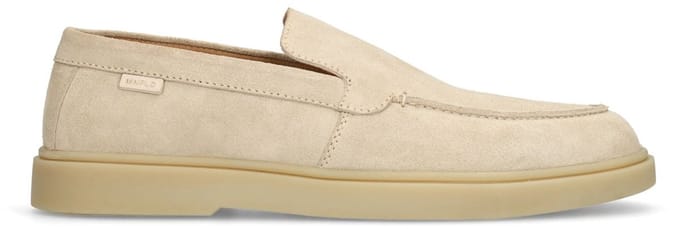 Manfield - Heren - Beige suède loafers - Maat 43