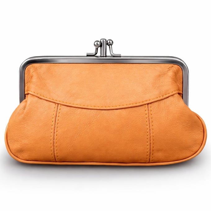 THL Design - Dames Knip Beurs - Portemonnee Dames - Echt Leer Bruin / Cognac