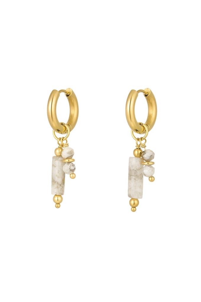 Oorbellen Stone Dangling - Beige