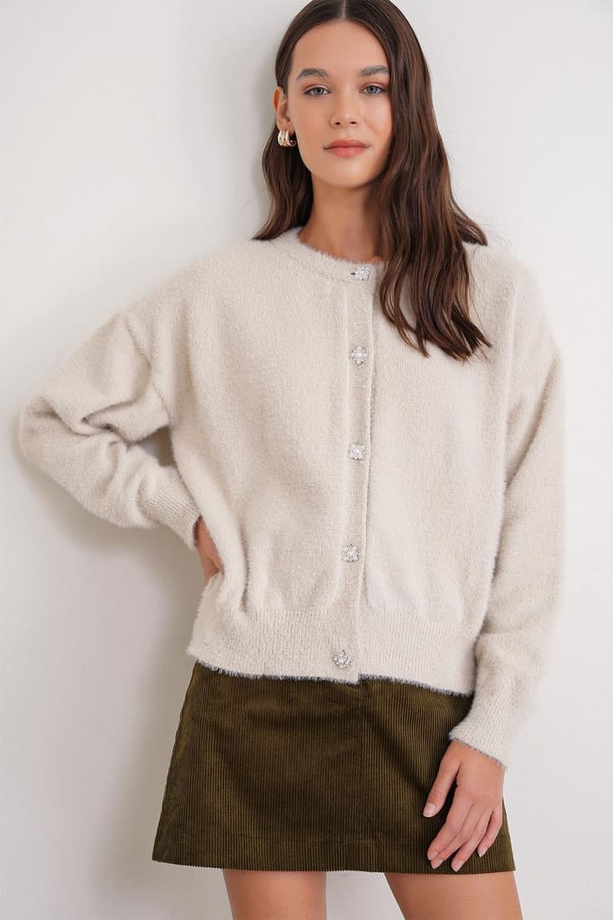 Oversized Jacquard Knopen Cardigan