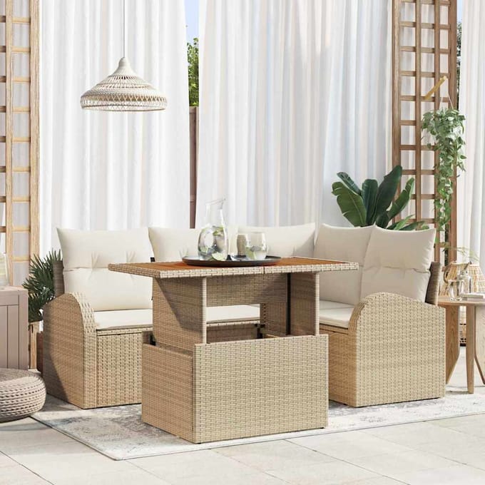 vidaXL - Tuinbank - Set - 5 - st - beige - en - crèmekleurig