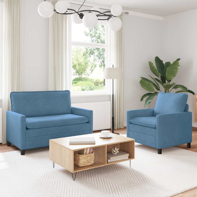 vidaXL - Bankstel - 2 - st - Blauw - Stof