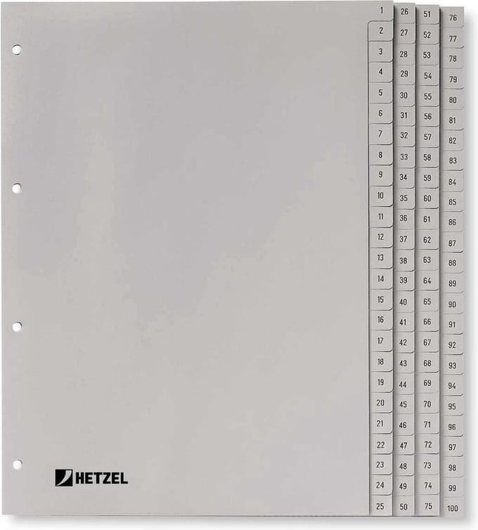 Rexel Polypropyleen Tabbladen Verstevigde Tabs A4 1-100 Grijs