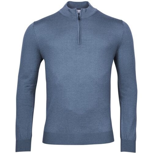 Thomas Maine Trui Merino Half Zip Single Knit Storm Sky / male