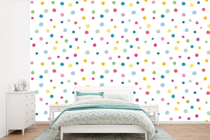 Behang - Fotobehang Confetti - Stippen - Patroon - Breedte 600 cm x hoogte 400 cm