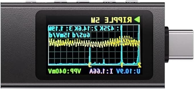 Type-C Tester - Stroommeter Ammeter - Elektronica Testen - Digitaal Display - 4-30V - Zilverkleurig