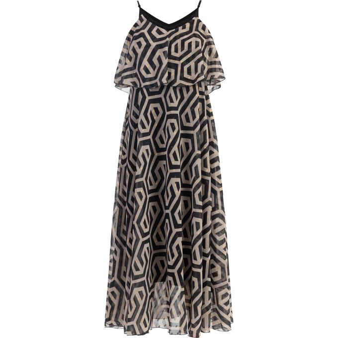 Faina Maxi jurk Dames zwart/beige
