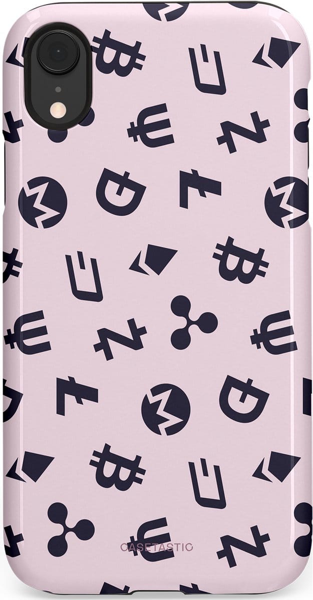 Casetastic hoesje geschikt voor Apple iPhone XR - Dubbellaagse bescherming - Crypto flow - Fashion Case - Lichtgrijs Donkergrijs Wit