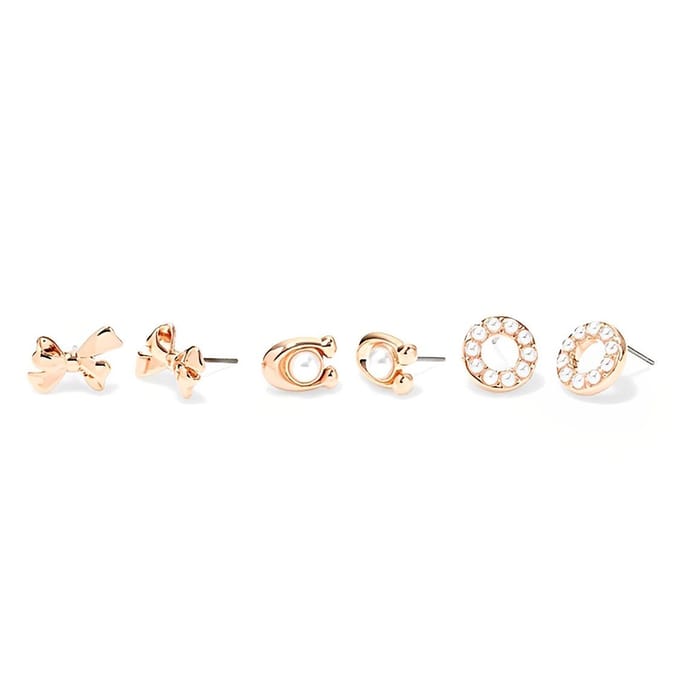 Boucles d'oreilles Cuivre Logo Coach Boucles d'oreilles Femme Or Rose CF984-RGD Basic Packaging-Box Not Included,F,Rose Gold white