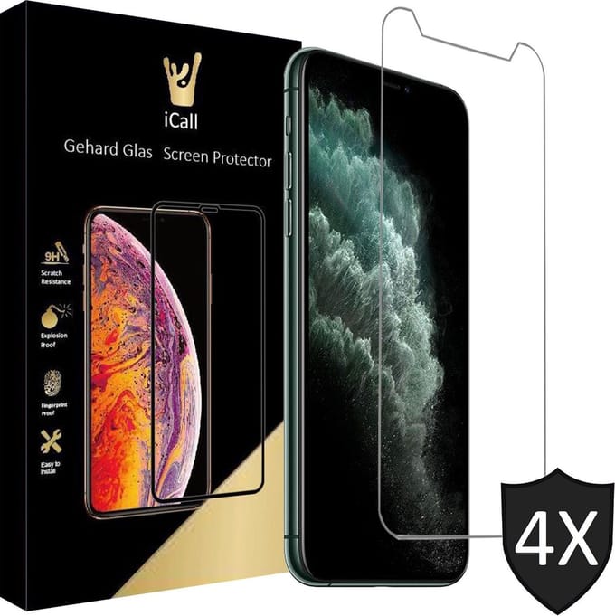 Screenprotector geschikt voor iPhone 11 Pro / XS / X - 4x GlassGuard Screen Protector
