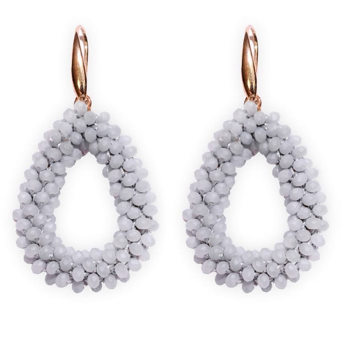 Lajetti - Druppel Oorbel Grijs - Dames Oorbellen - Beaded Earrings