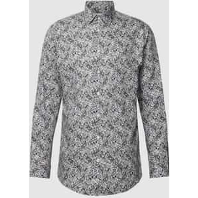 Slim fit vrijetijdsoverhemd met all-over motief, model 'ETHAN'