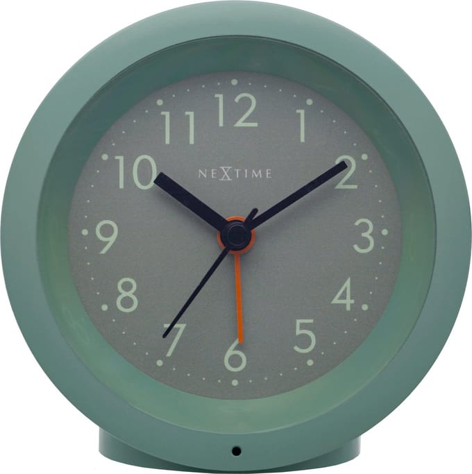 Tafelwekker Ø10,5 cm x 3,6 cm - Stil - Verlichte Wijzerplaat - Groenblauw - ABS - NeXtime Circle