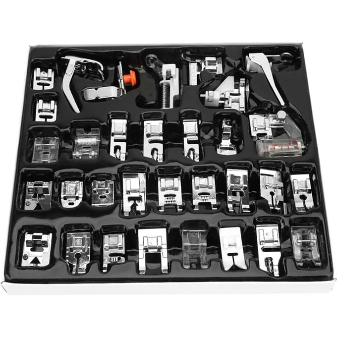 Machine à coudre domestique Ensemble de pieds-de-biche multifonctions pour travaux de couture(32Pcs) gray