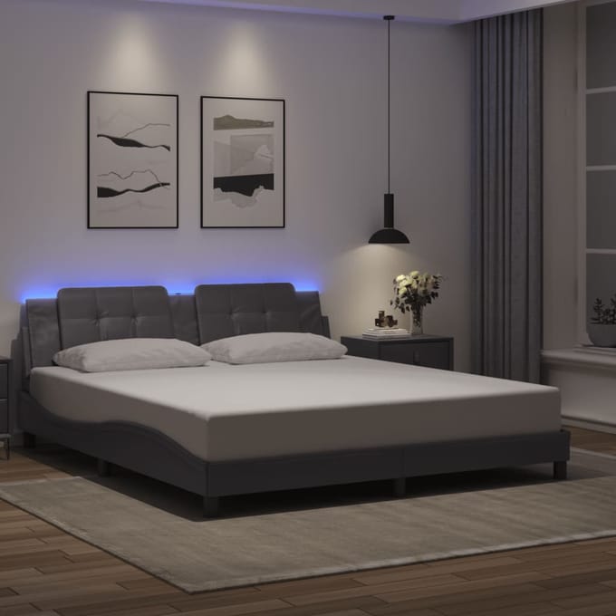 vidaXL - Bedframe - met - LED - zonder - matras - "Zadar" - zwart - 180x200 - cm