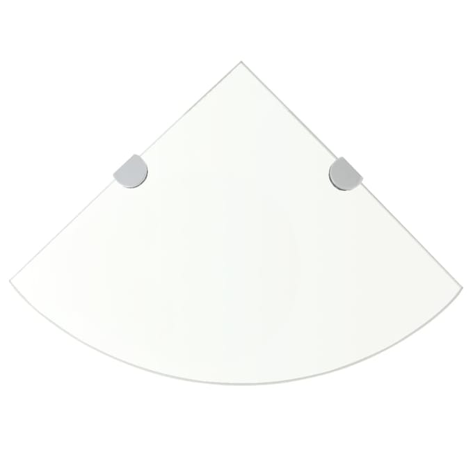 Étagère d'angle murale avec supports finition chrome Verre transparent 35 x 35 cm
