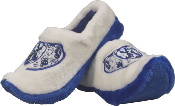 Elcee-Haly – Klomp sloffen – Luxe Delftsblauwe Pantoffel klomp met geborduurede wreef – Extra Warme sloffen –Blauw/Wit – Maat 28/29/30