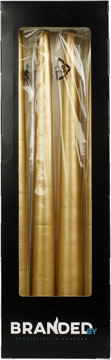 Branded by - gouden dinerkaarsen - 2,2x28cm - 8h