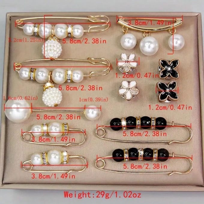 12pcs Broches Clips de Taille Pour Fixer, Prévenir l'Exposition sur Robe Décolletée et Décoratives pour Manteau, Cardigan, Pull 12 PCS beige