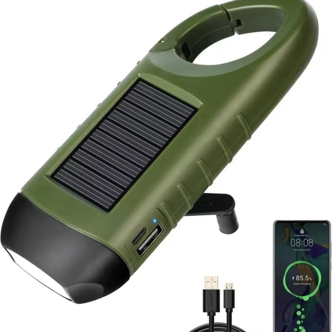 KimDo - Zaklamp Opwindbaar - Noodpakket - Zonne energie - Oplader - Oplaadbaar