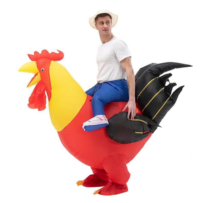 Costume gonflable de coq, adulte One size, 150-190cm jaune
