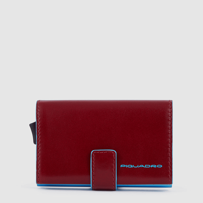 Kaarthouder Piquadro blauw vierkant rood leer - PP5649B2BLR-R
