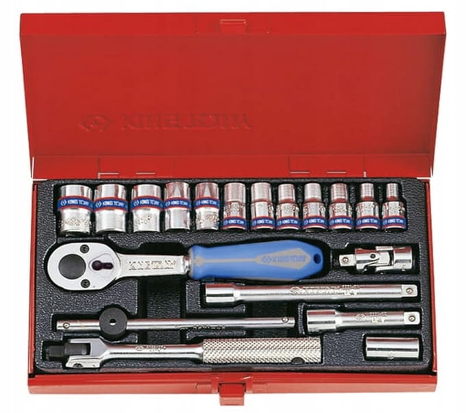 King Tony Doppenset 1/4" doppenset 4-13 mm met ratel en accessoires - Metaal