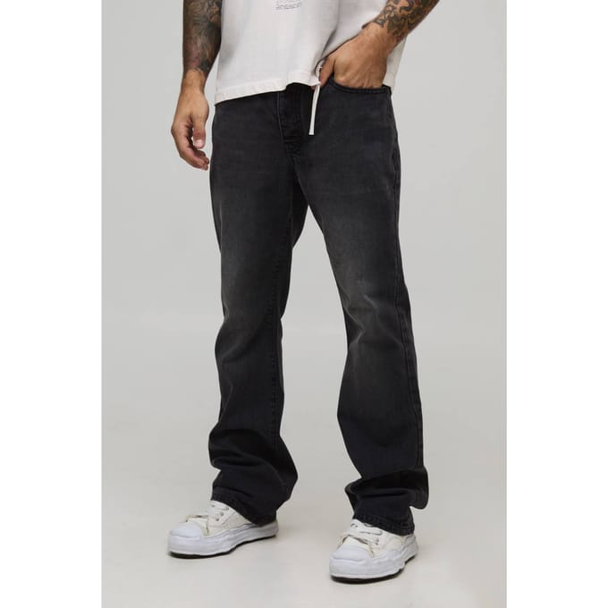 Slim Fit Uitlopende Gewassen Jeans | Washed Black | Size 36R