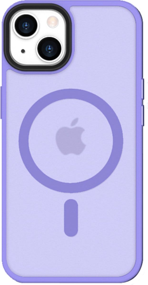 iDenn hoesje voor iPhone 14 Plus Mat Transparant Paars geschikt voor MagSafe